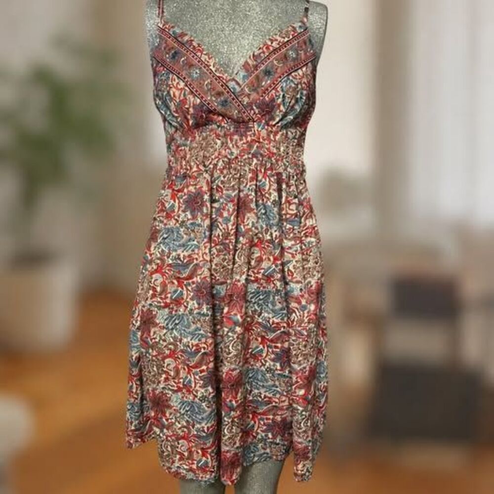 Art Silk Boho Paisley Floral Midi Dress – Size S